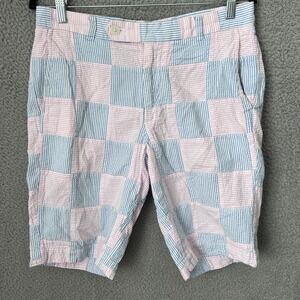 Brooks‎ Brothers Shorts Mens 32R Blue Pink Striped Patchwork Seersucker Bermuda